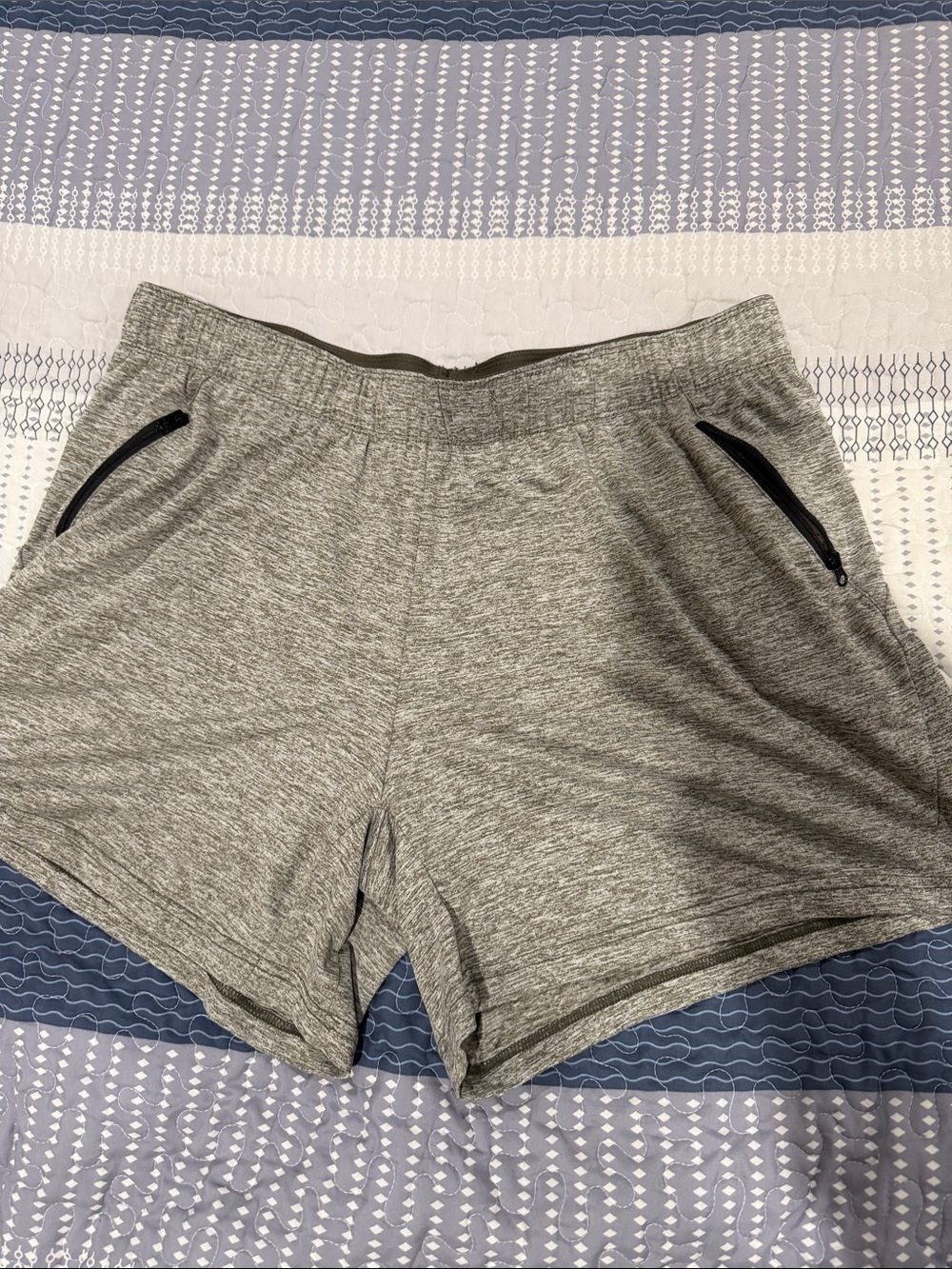 Women’s olive green Athletic Shorts with Zipper Pockets